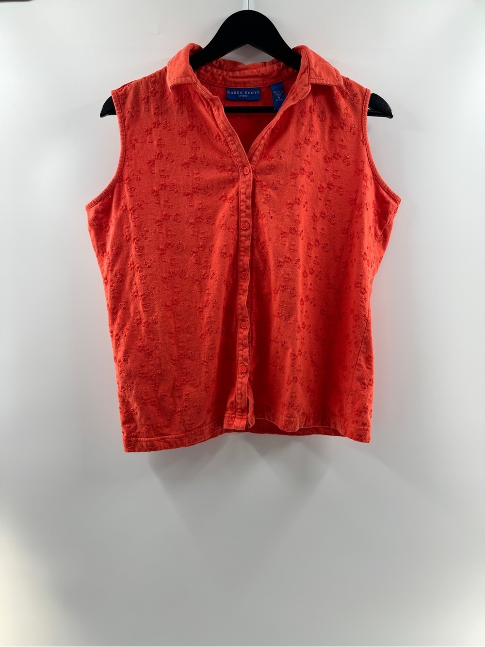 Karen Scott Sport Orange Eyelet Collared Tank Top – Women’s Medium